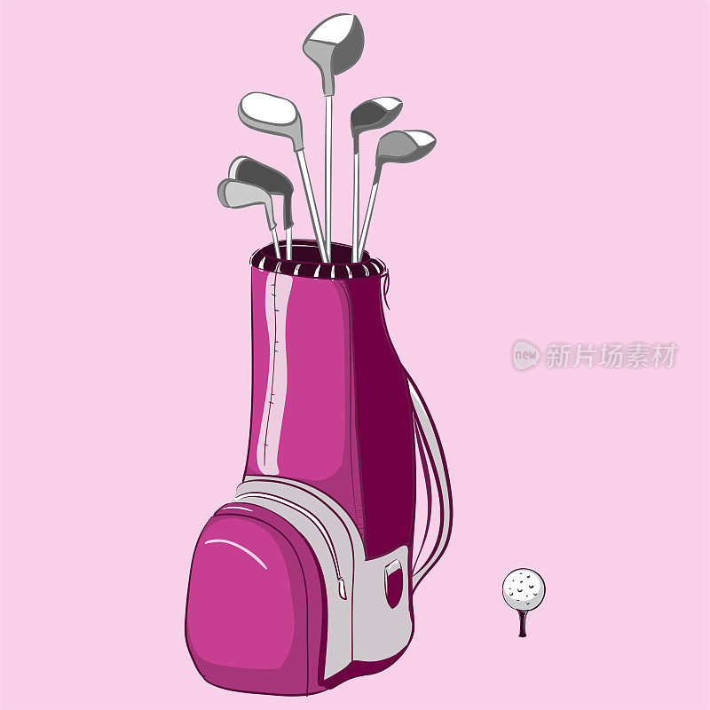 Golf bag with golf clubs multicolored